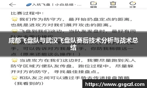 成都飞盘队与武汉飞盘队赛后技术分析与战术总结
