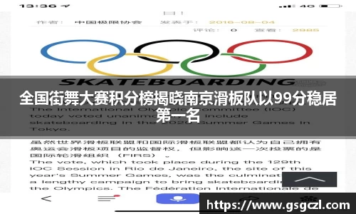 全国街舞大赛积分榜揭晓南京滑板队以99分稳居第一名